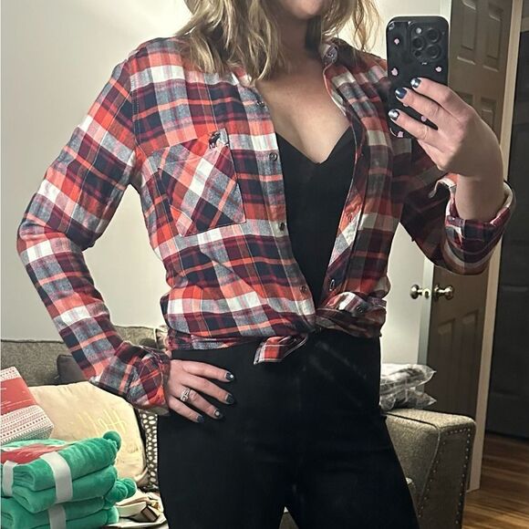 Abercrombie & Fitch Women’s Plaid Flannel Button Down Size M - Picture 1 of 5